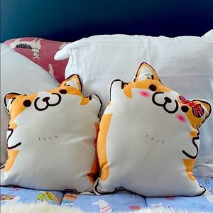 Set of 2 Cute Welsh Corgi Throw Pillows